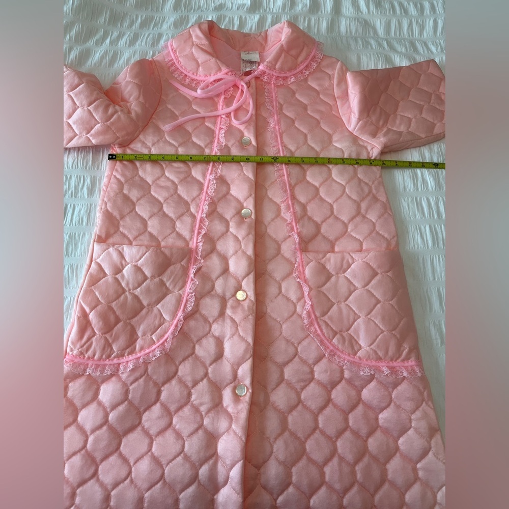 VINTAGE Hamilton Lingerie Pink Quilted Housecoat Robe Made Canada Retro 60's - Picture 15 of 15